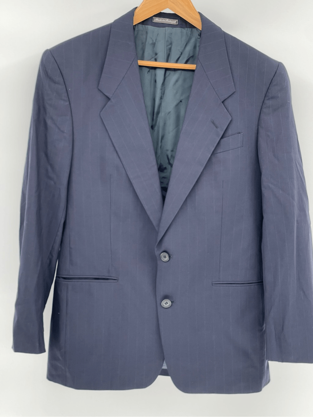 Giacca tuta blazer Yves Saint Laurent cappotto sportivo uomo taglia 40 R blu righe lana