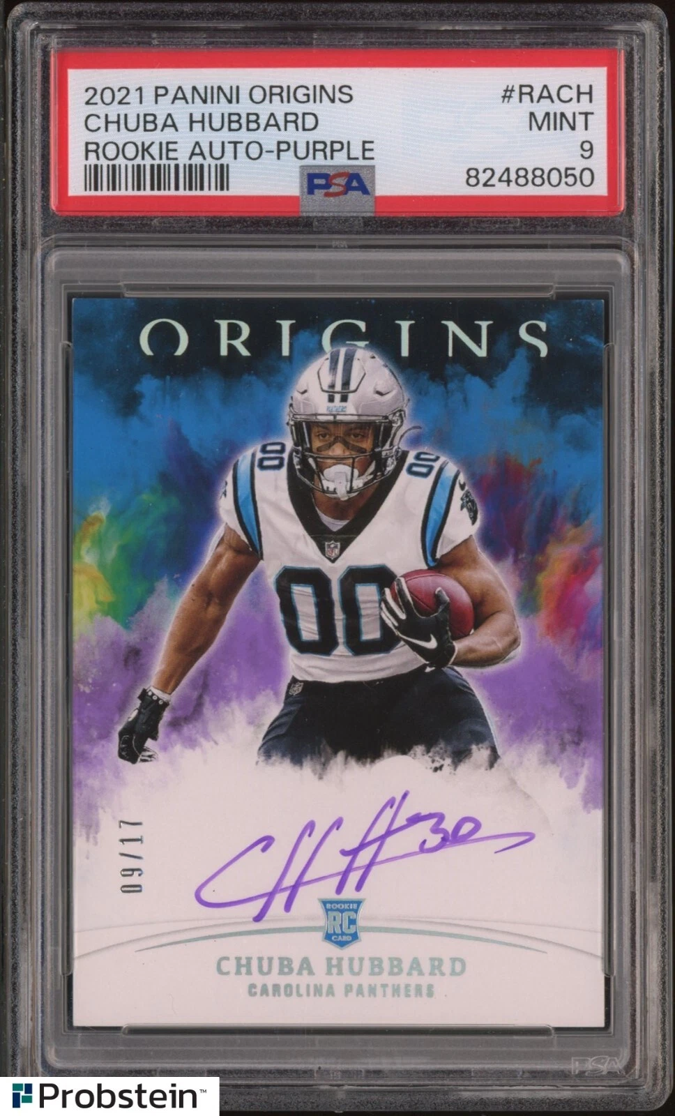 Chuba Hubbard Panini Origins Rookie Autographs #RACH Purple