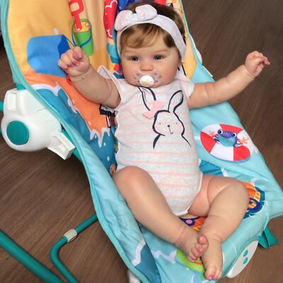 48cm Reborn Baby Doll Painted Newborn Lifelike Soft Touch Rooted Hair Kids Gift
