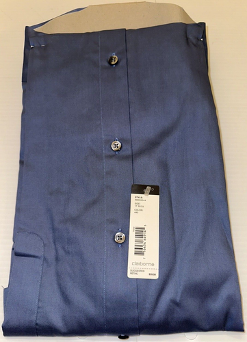 Claiborne Long Sleeve Classic Blue Dress Shirt Men's 17 32/33 NWT - Picture 6 of 7