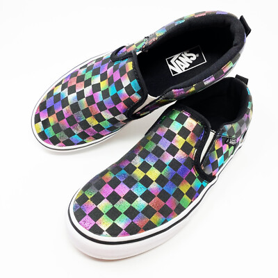 Rainbow Checkered Pastel Checkerboard Vans Vans Slip On