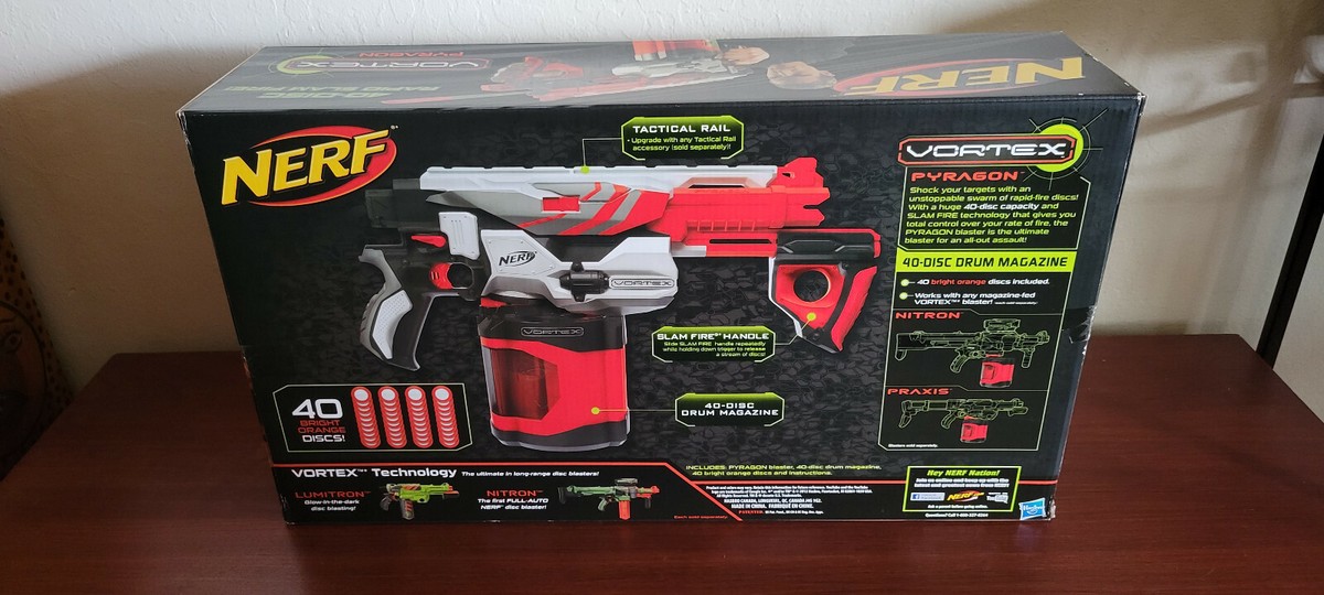 Nerf Vortex Pyragon 40-Disc Rapid Slam Fire Blaster BRAND