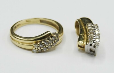 Set Ring Anhänger Diamant Brillant 585 Gold Neu wertig