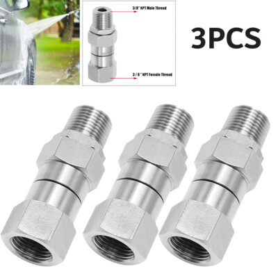 #ad 3PC Pressure Washer Swivel Fitting 3 8inch NPT Thread Male to Female gubrs $25.65