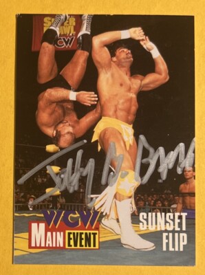 1995 CARDZ WCW Main Event Johnny B Badd Sunset Flip #61 Leaf Authentics Auto