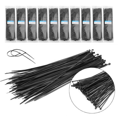 1000pcs 12'' Nylon 66 Plastic 40 lbs Zip Trim Wrap Cable Loop Ties Wire Self Lock