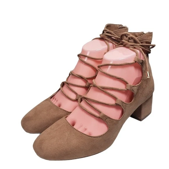 Tan lace up clearance block heels