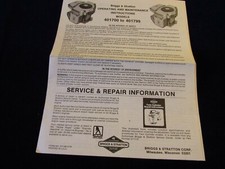 Briggs & Stratton Model 401700 to 40179 Operating Instructions parts list  B73