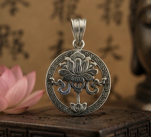 Sterling Silver Lotus Flower Pendant