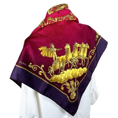 Vintage HERMES Carre 90 Seidentuch ''Cosmos'' von Philippe Ledoux 35'' violett r...