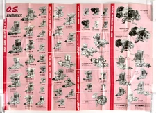 Vtg O.S. ENGINES Full Lineup Catalog 18 Poster Aircraft Car Marine Helicopters