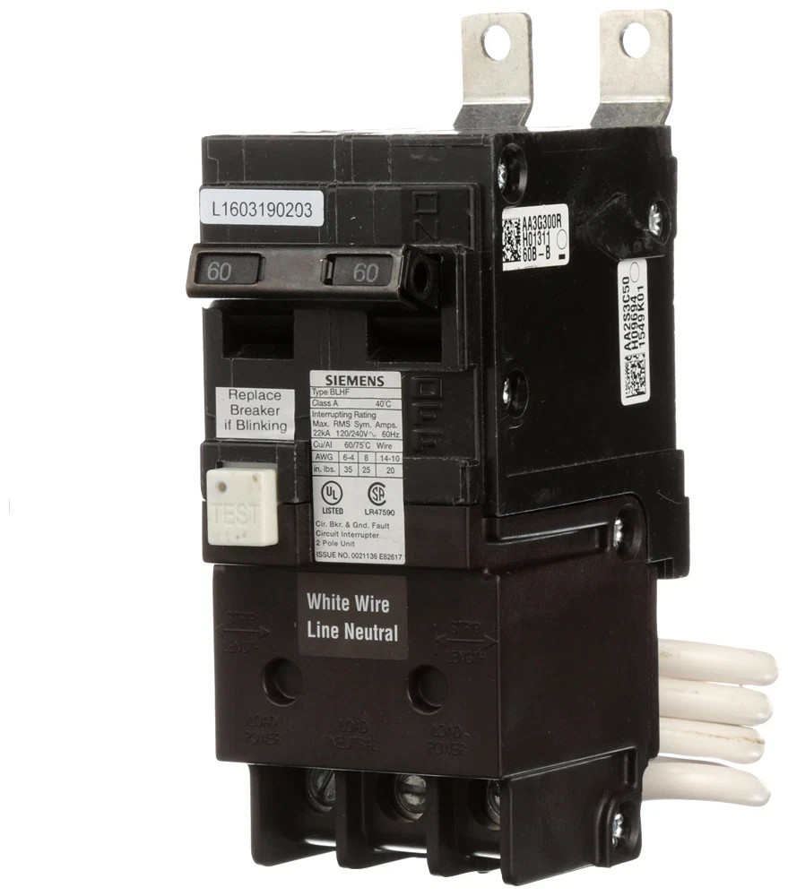 NEW Siemens BF260A 2 Poles 60A GFI Circuit Breaker 120/240VAC 10kA Interrupt