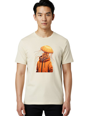 Jellyfish-Human Mens Graphic Tee, 100% Cotton, Casual Summer Wear