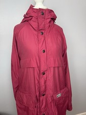 Jack Wolfskin Ladies Windbreaker Jacket Size M Hiden Hoodie Burgundy Full Zip