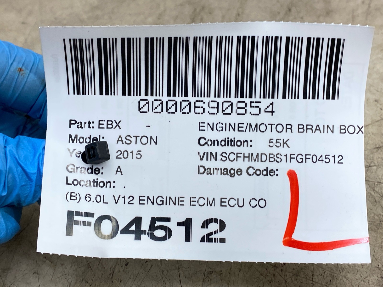 2015 ASTON MARTIN RAPIDE (B) 6.0L V12 ENGINE ECM ECU CONTROL MODULE *55K MILES*