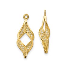 14k Yellow Gold Marquise Twist Filigree Dangle Drop Earrings for Women