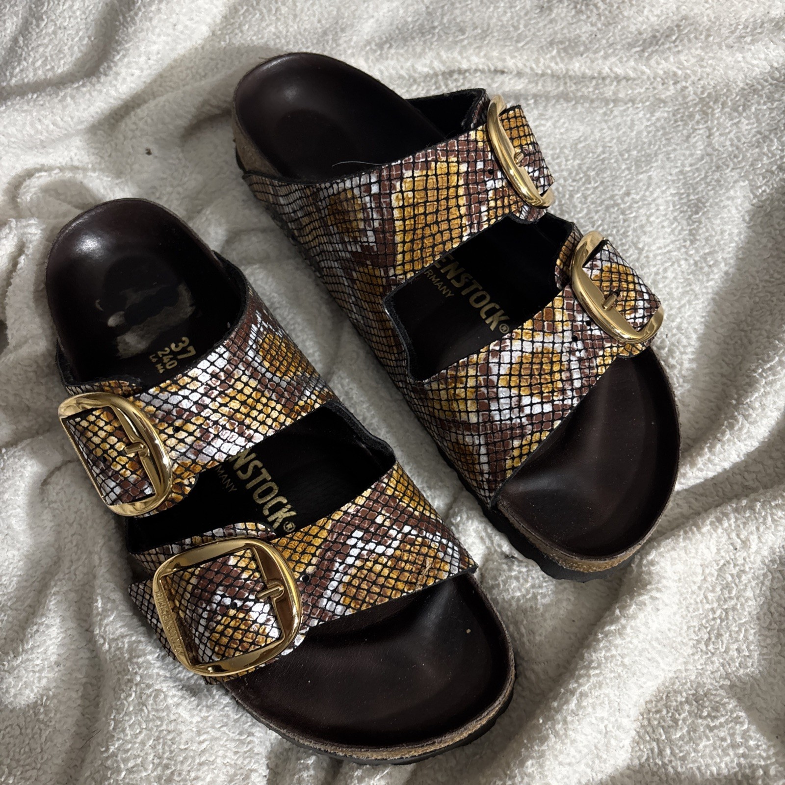 Birkenstock w/o Box Arizona Big Buckle Python Brown Size 6