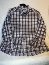 Eddie Bauer Travex Shirt Mens Brown Plaid Sz 2x Classic Fit Button Up