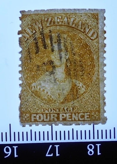 Estampillas de Nueva Zelanda 1875 4d naranja amarillo sin semana usadas SG139 CV £1200 Foto 2 de 4