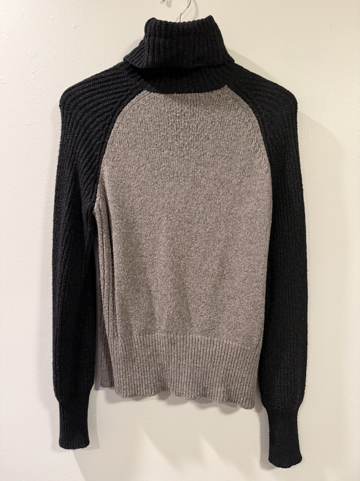 Tory Burch Womens Pullover Turtleneck Sweater Black/ Gray Wool Blend XS