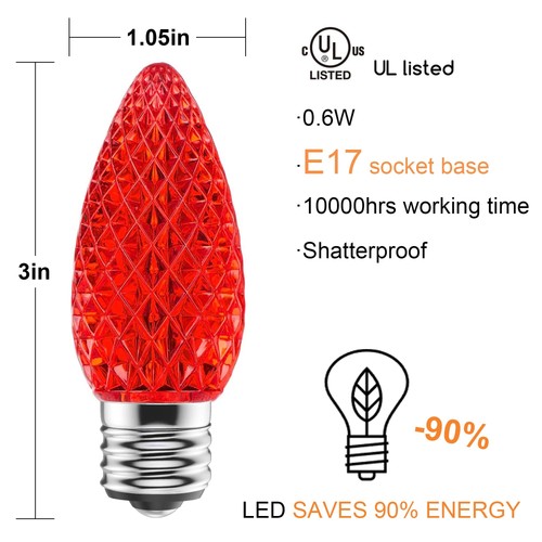 C9 Led Replacement Christmas Light Bulbs, 25-Pack C9 Shatterproof Led Bulbs w... - Picture 4 of 7