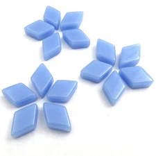 Pale Blue Diamond Shaped Glass Mosaic Tile Pieces - 25 tiles - 12 MM X 19MM