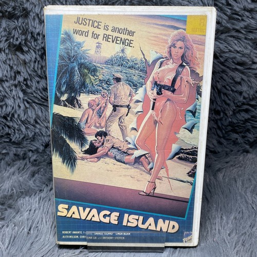 Savage Island VHS Tape 1985 Force Video Lighting Video Linda Blair Rental Box - Picture 2 of 8