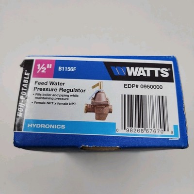 New Watts B1156F 1/2 inch Feed Water Pressure Regulator Non-potable 