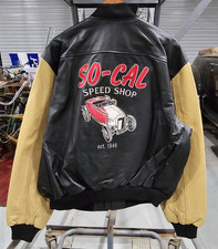 So-Cal Speed Shop Jacket XL Leather Embroidered vtg hot rod bonneville scta coat