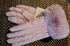 NEW Totes Women's Pink Faux Fur Cuff Gloves Touch Screen Compatible - Size M