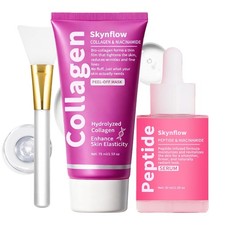 Collagen Face Mask + Plumping Peptides PDRN Serum, Overnight Hydrolyzed Peel-...