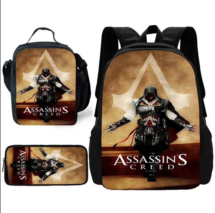 Assassin's Creeds Backpack Set, School Bag Lunch Bag Pencil Case