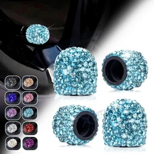 Glitter Crystal Tire Stem Valve Caps Wheel Covers Car Bling Decor Accessories