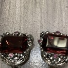 VINTAGE LARGE PINK RECTANGULAR RHINESTONE CLIP-ON EARRINGS  — photo 2