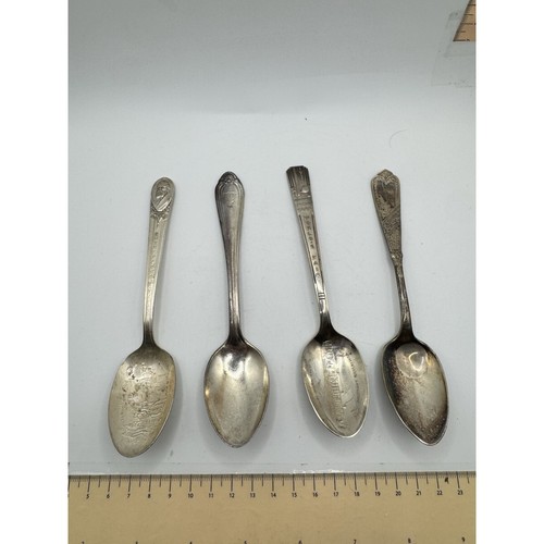 Vintage Souvenir Spoon Lot 4pc Thomas Edison 1939 NY Worlds Fair Wm Rogers Reed