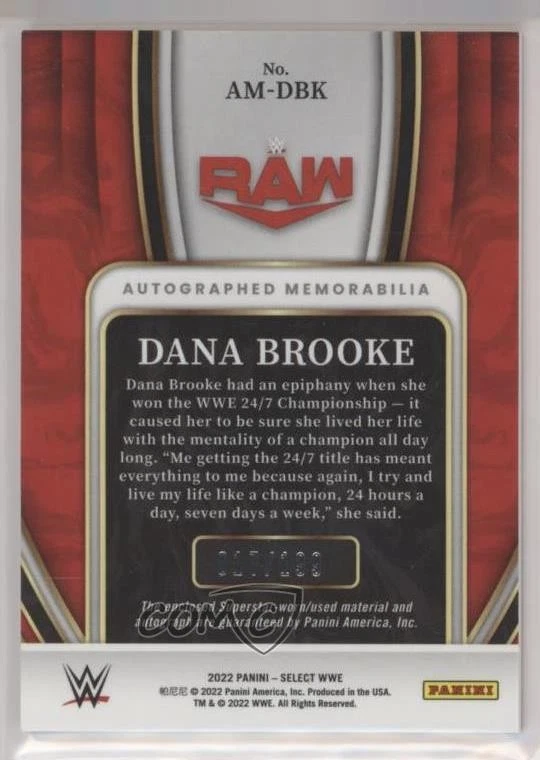2022 Panini Select WWE Auto Memorabilia /199 Dana Brooke #AM-DBK Auto - Image 2 of 2