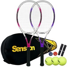 27-Inch Adult Tennis Rackets Set 2 Rackets with Bag, Balls, Overgrips Dam...