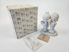 Precious Moments Figurine 1987 Happy Anniversary Puppy Love Is From Above W/ Box