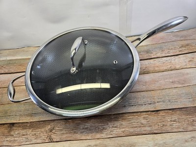 Hexclad 12 Inch Hybrid Stainless Steel Wok Nonstick Lid And Stay