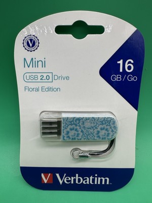 Brand New Verbatim USB Drive Memory 16gb Go USB 2.0 adapter Floral Edition