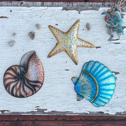 3 Pcs Metal Beach Wall Decor Sea Star Shell Conch Metal Decor Ocean Theme Mar... - Picture 7 of 7
