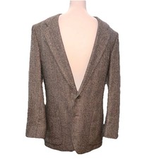 VTG Yves Saint Laurent Tweed Blazer Mens Wool Sport Coat Brown Made In France