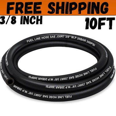 10 Feet NBR Fuel Line Hose Black Nylon Steel Oil Gas Fuel Line Hose 3/8 Inch