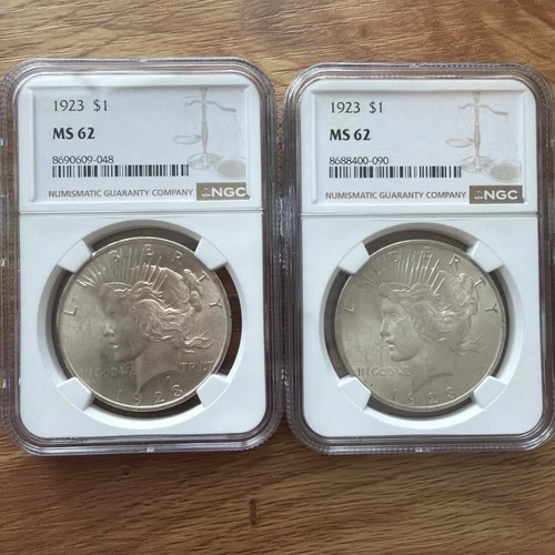 1923 Peace Silver Dollar $1 Coin NGC Certified MS62 Lightly Toned
