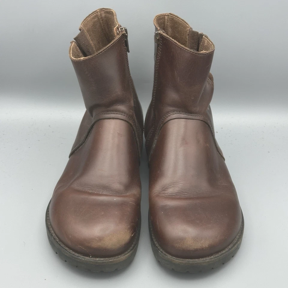 BIRKENSTOCK Mujer 10 Marrón Cuero Tobillo Moto Botas 41 L Cremallera Hebilla Suela Foto 2 de 4