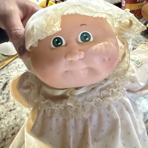 14" Cabbage Patch Baby Doll In Tagged Long Gown 1982