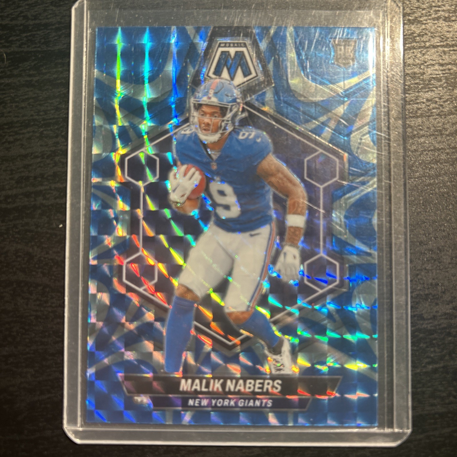 2024 Panini Mosaic - Rookies Malik Nabers #306 Reactive Blue Mosaic Prizm (RC)