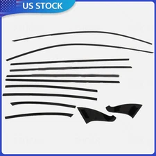 12x Gloss Black Steel Car Window Strip Cover Trim Kit For Infiniti Q50 14-23