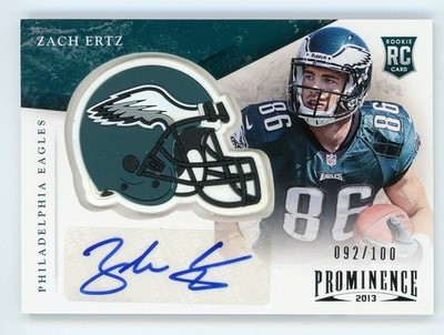 2013 Panini Prominence ZACH ERTZ ROOKIE AUTO Philadelphia Eagles 092/100