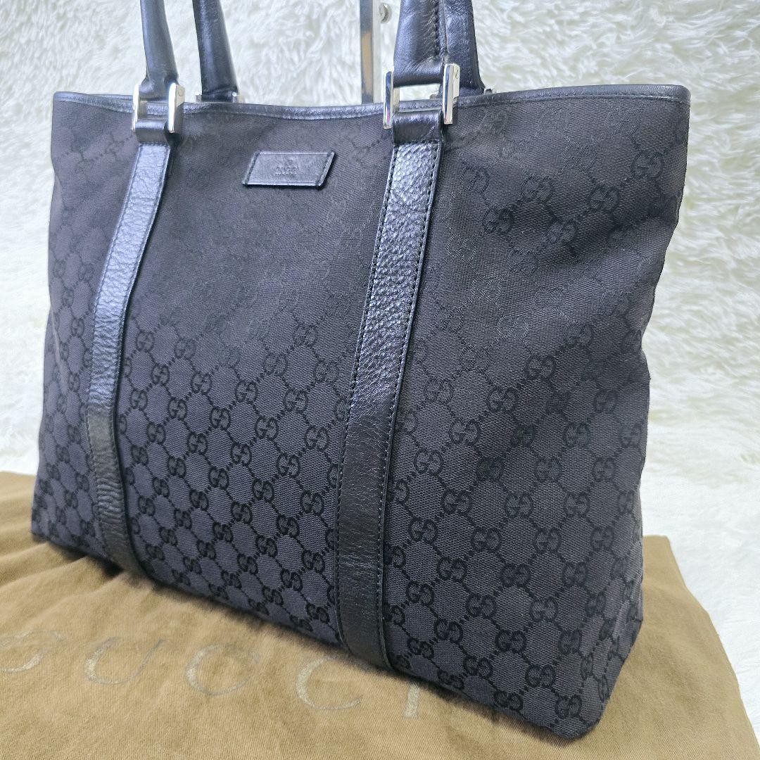 Gucci GG Canvas Leather Unisex A4 Business Tote Black Pre-Owned